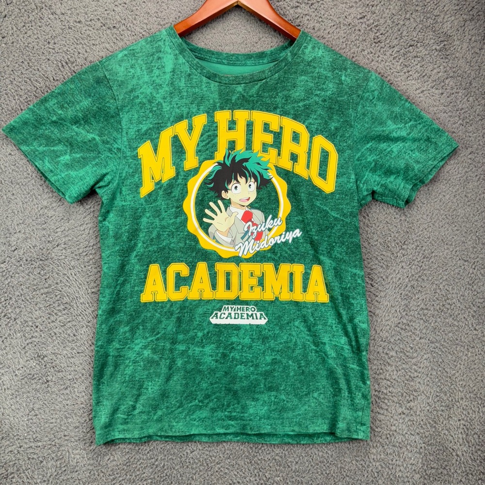 My Hero Academia Izuku Midoriya Deku Green Mineral Wash Graphic T-Shirt Small